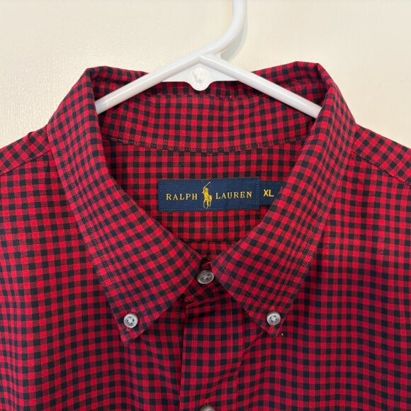 Ralph Lauren Polo Men's Classic Red/Black Gingham L/S Button-Down Shirt XL Pony - Picture 3 of 10